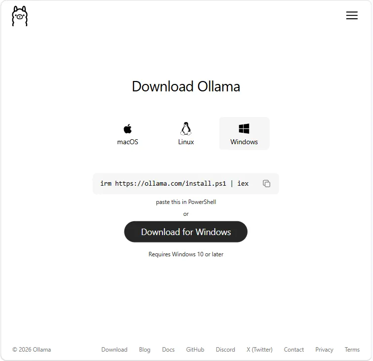 Ollama installer screenshot